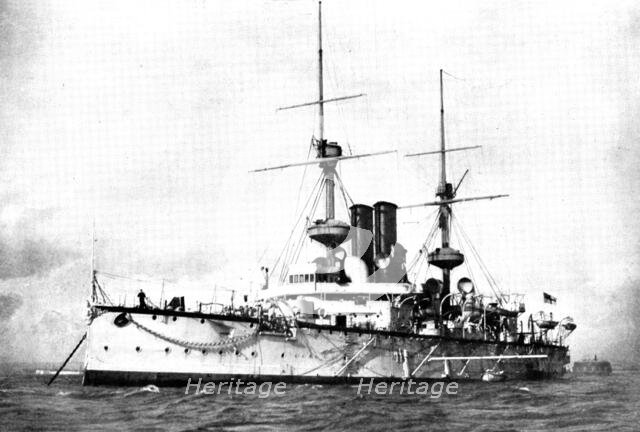 The Chinese Crisis: H.M.S. Centurion, British flag-ship on the China Station, 1898. Creator: Symonds.