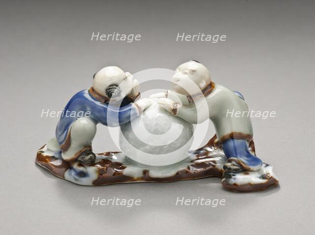 Okimono in the Form of Two Chinese Boys with a Snowball, 19th century. Creator: Unknown.