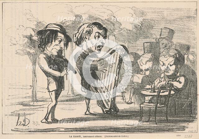 La harpe, instrument céleste, 19th century. Creator: Honore Daumier.
