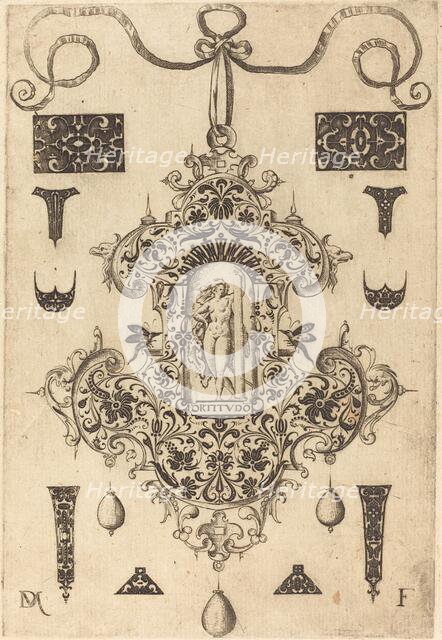 Large Pendant, Strength Standing at Centre, 1593. Creator: Daniel Mignot.