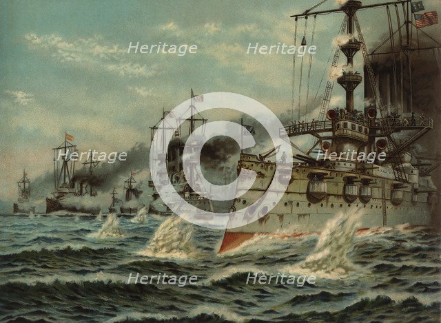 Naval Battle of Santiago de Cuba, 1898, navy from Spain and from the United States of America.