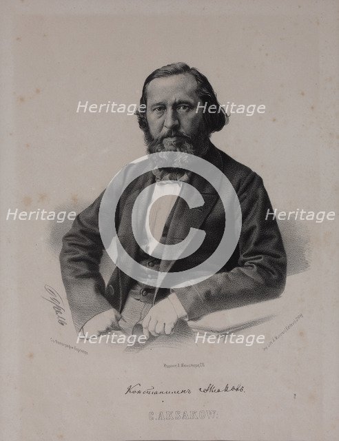 Portrait of the author Konstantin Sergeyevich Aksakov (1817-1860), 1860s.