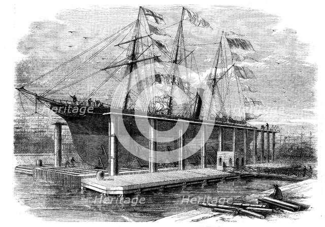 New Hydraulic Lift at the Victoria Docks, 1858. Creator: Walmsley.