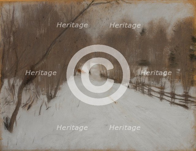 Winter Road to Domotkanovo, 1904. Artist: Serov, Valentin Alexandrovich (1865-1911)