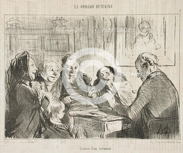 Lecture d'un testament, 1853. Creator: Honore Daumier.