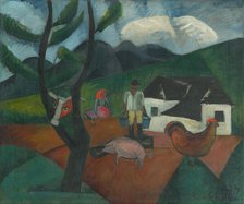 Farmyard, 1923. Creator: Gejza Schiller.