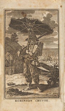 Frontispiece, Robinson Crusoe by Daniel Defoe, 1721. Creator: Picart, Bernard (1673-1733)