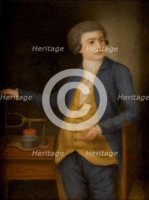 Scientist with an electrical instrument, 1780s. Artist: Anonymous  