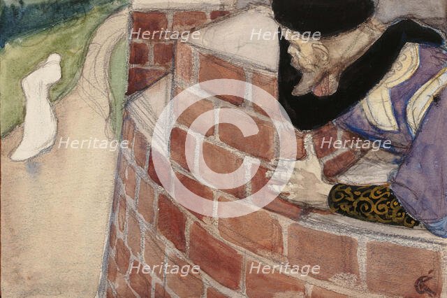 The lord of the castle spying on his daughter, c1900. Creator: Akseli Gallen-Kallela.