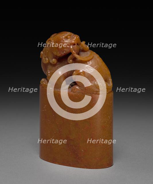 Seal with Reclining Qilin, 1736-1795. Creator: Unknown.