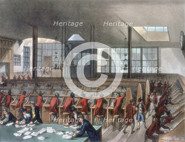 General Post Office, Lombard Street, London, 1808. Artist: Thomas Rowlandson