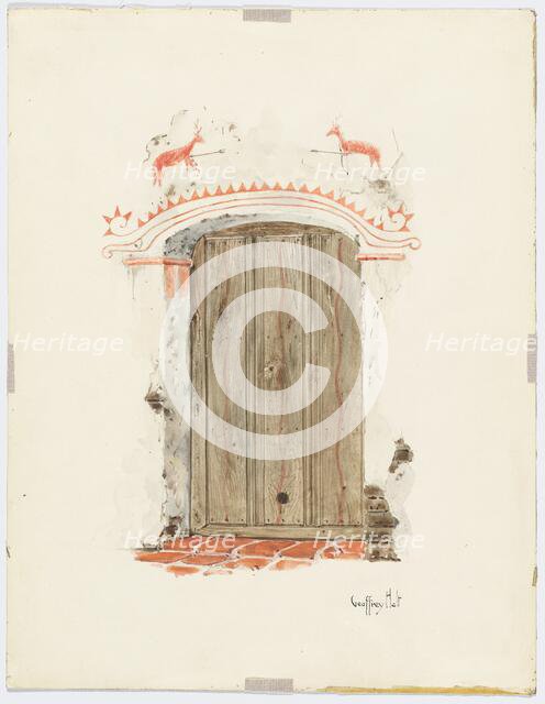 Restoration Drawing: Facade of Mission House, 1937. Creator: Geoffrey Holt.