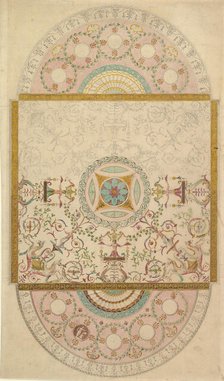Design for a Ceiling with Square Central Compartment and Semicircular Ends..., late 18th century. Creator: Anon.