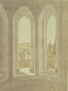 View from the tower of St. Gumbertus Church towards St. John's Church in Ansbach. Creator: Karl Ballenberger.