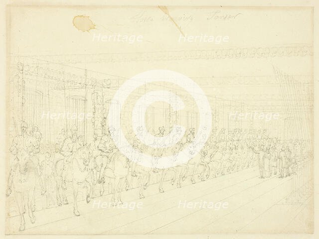 Study for Horse Armory Tower, from Microcosm of London, c. 1809. Creator: Augustus Charles Pugin.