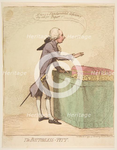 The Bottomless-Pitt, March 16, 1792. Creator: James Gillray.