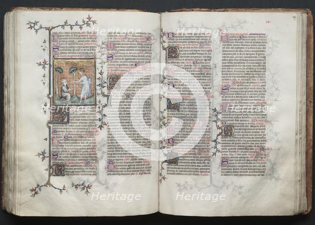 The Gotha Missal: Fol. 116v, St. Mary Magdalene Kneels, c. 1375. Creator: Master of the Boqueteaux (French); Workshop, and.