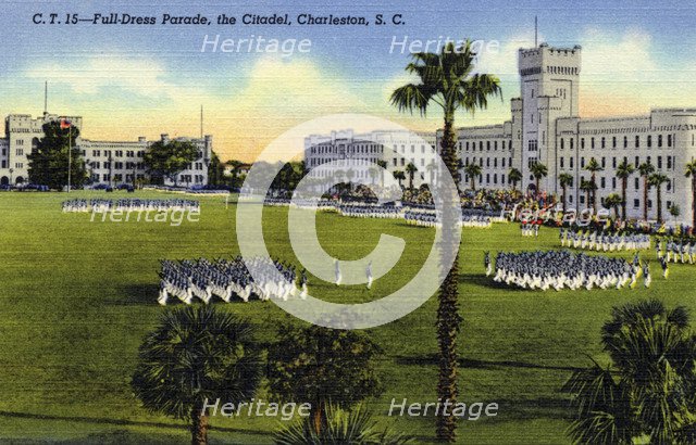 Full dress parade, the Citadel, Charleston, South Carolina, USA, 1940. Artist: Unknown