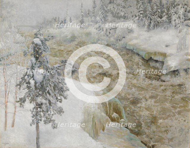Imatra Falls in Snow; Imatra in Winter, 1893. Creator: Akseli Gallen-Kallela.