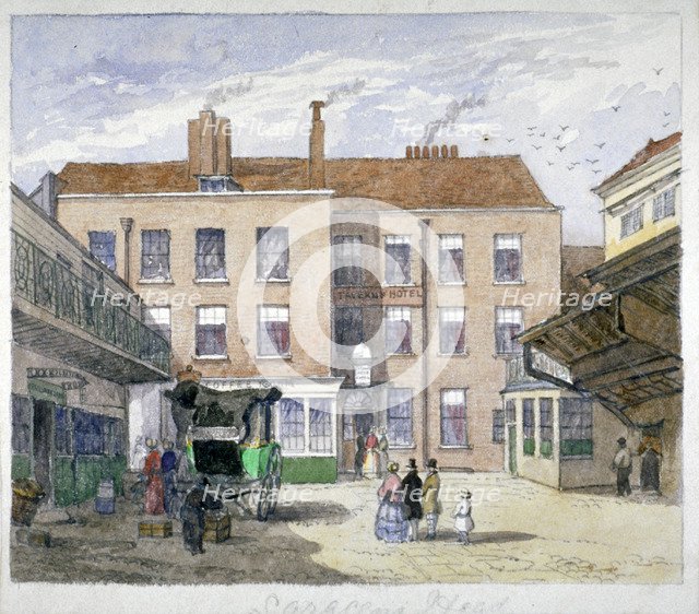 View of the Saracen's Head Inn, Snow Hill, City of London, c1835.                 Artist: Anon