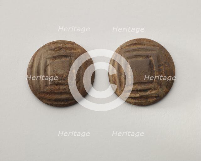 Pair of gaming disks with square design, 1200-1400. Creator: Unknown.