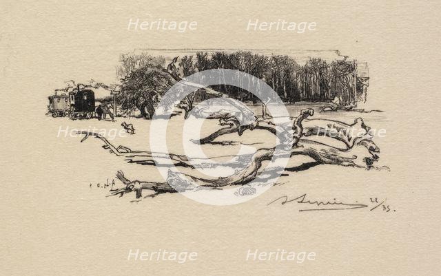 Fontainebleau Forest: Carrefour de lEpine (La Forêt de Fontainebleau: Carrefour de lEpine), 1890. Creator: Auguste Louis Lepère (French, 1849-1918); A. Desmoulins, Published in Revue Illustrée, 1887-90.