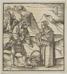 A Farmer and his Patron, from Hymmelwagen auff dem, wer wol lebt..., 1517. Creator: Hans Schäufelein the Elder.