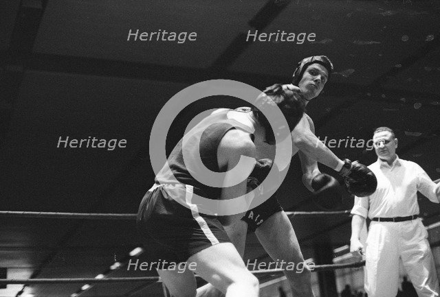 Boxing match in Landskrona Sports Hall, Sweden, 1967. Artist: Unknown