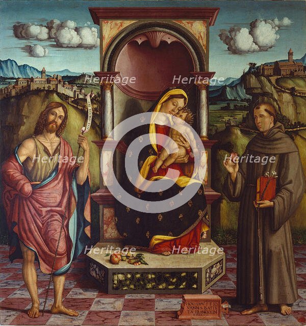 Madonna and Child with Saints John the Baptist and Anthony of Padua, 1528. Creator: Agabiti, Pietro Paolo (ca1470-ca1540).