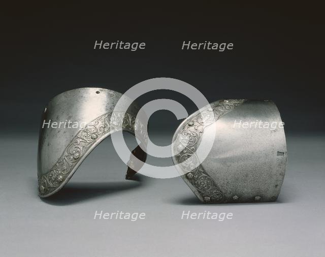 Pair of Upper Arm Canons, 1800s. Creator: Negroli Workshop (Italian, c. 1500-1561), attributed to.