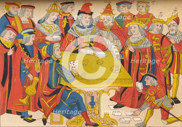 Kings and noblemen playing cards, 15th century, (1849).  Creator: E Hauger.