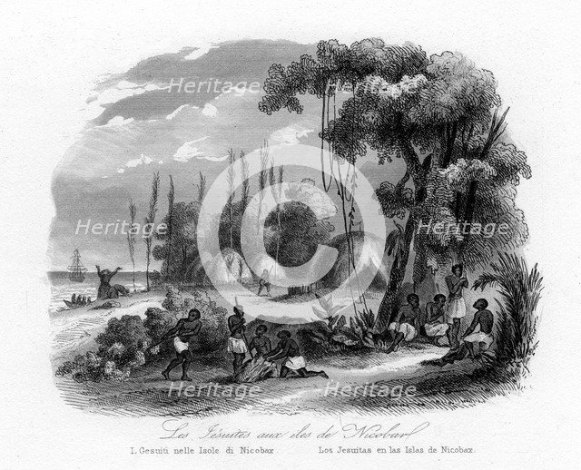 Jesuits in the Nicobar Islands, India, c1840. Artist: N Remond