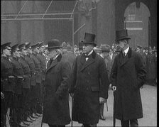 British Prime Minister David Lloyd George Inspecting Members of the Royal Irish Constabulary, 1920. Creator: British Pathe Ltd.