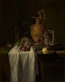 Still Life with Ewer, Vessels, and Pomegranate, mid-1640s. Creator: Willem Kalf.