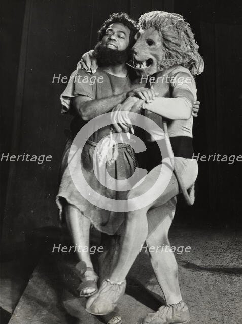 Man and lion, dancing, 1938-1939. Creator: Unknown.