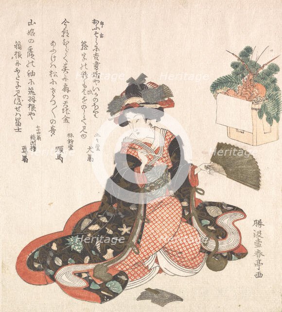 Courtesan and New Year Decoration, ca. 1816. Creator: Katsukawa Shuntei.
