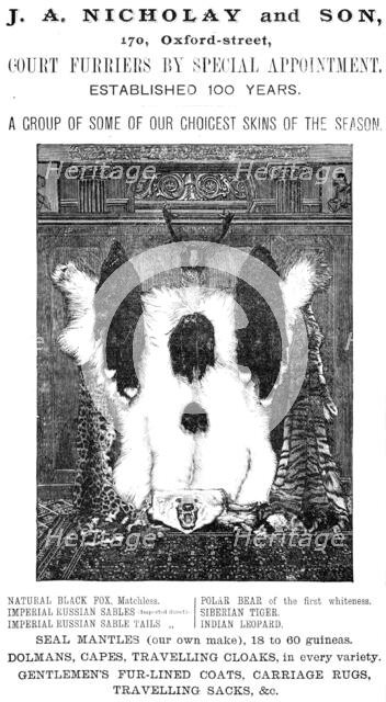 J. A. Nicholay and Son, Court Furriers by Special Appointment, 1883. Creator: Unknown.