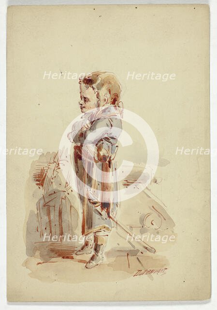 Boy Posing as Admiral on Ship, n.d. Creator: Dupenvant.