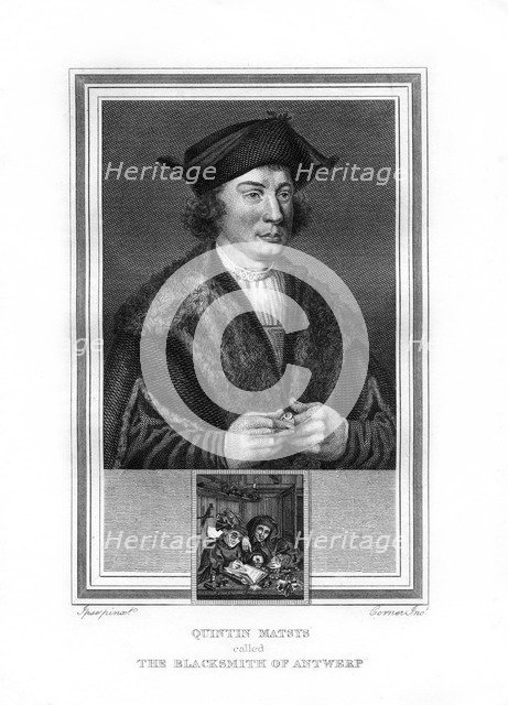 Quentin Matsys, painter in the Flemish tradition, (1825).Artist: John Corner