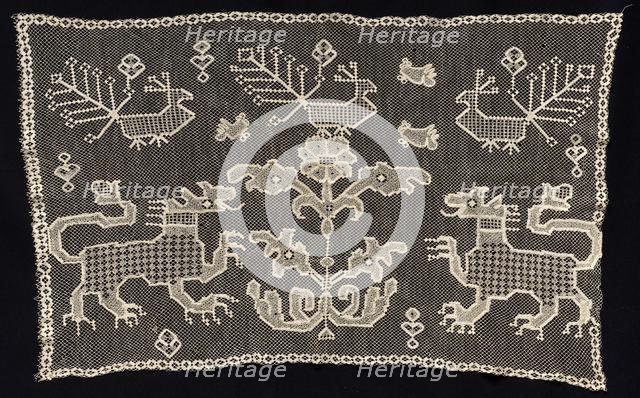 Panel with Panthers, Birds, and Floral Motifs, 18th-19th century. Creator: Unknown.