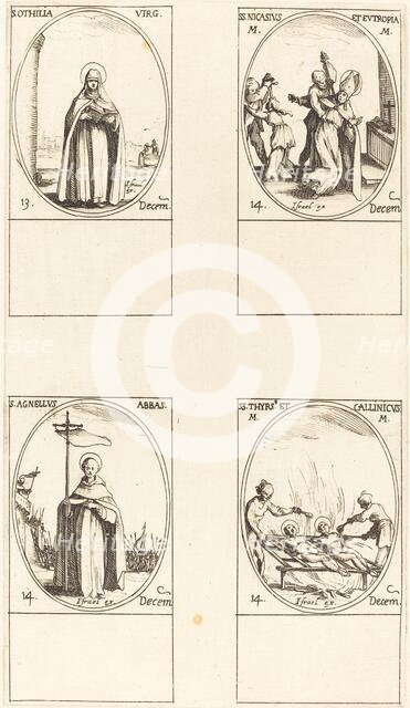 St. Othilia; Sts. Nicasius & Eutropia; St. Agnelus; Sts. Thyrs' & Callinicus. Creator: Jacques Callot.