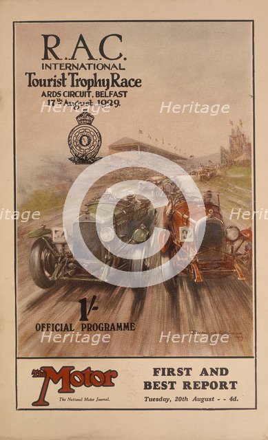 A programme for the RAC International Tourist Trophy Race, Belfast, Northern Ireland, 1929. Artist: Unknown