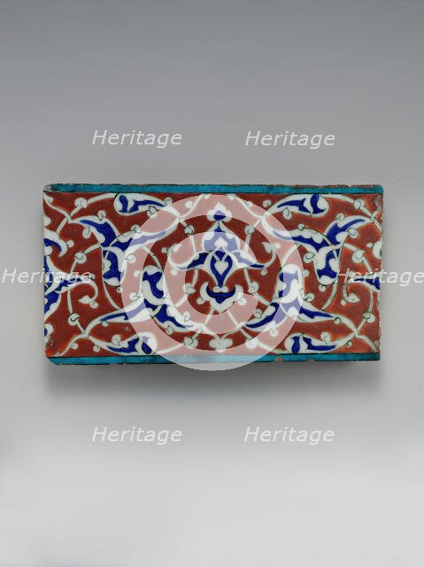 Border Tile with Split-Palmette Design, Turkey, ca. 1578. Creator: Unknown.