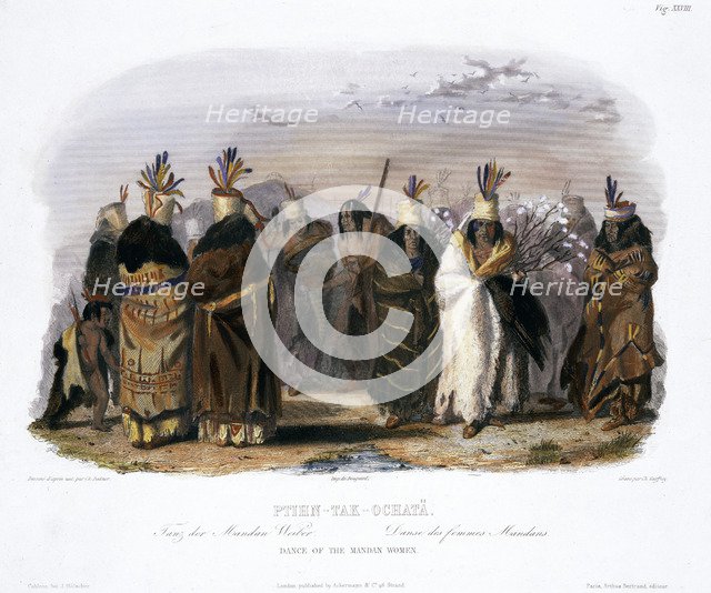'Ptihn-Tak-Ochata, Dance of the Mandan Women', 1843. Artist: Charles Geoffroy
