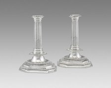 Pair of candlesticks, England, c. 1700/50. Creator: Unknown.