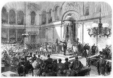 King Leopold II. taking the oath before the Belgian Senate and Chamber of Deputies..., 1865. Creator: Unknown.