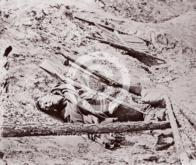 Dead Confederate Soldier at Fort Mahone, Petersburg, 1864. Creator: Unknown.