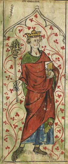 Sanctus Edwardus, Edward the Confessor, standing with a sceptre and a book, c1307-c1327. Creator: Unknown.