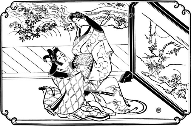 'Behind the Screen', 1680s.  Artist: Hishikawa Moronobu