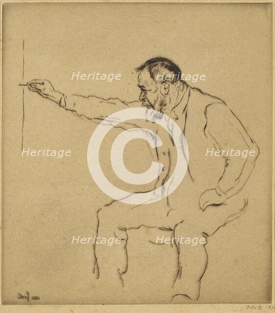 Ferdinand Hodler at the easel, 1911. Creator: Orlik, Emil (1870-1932).